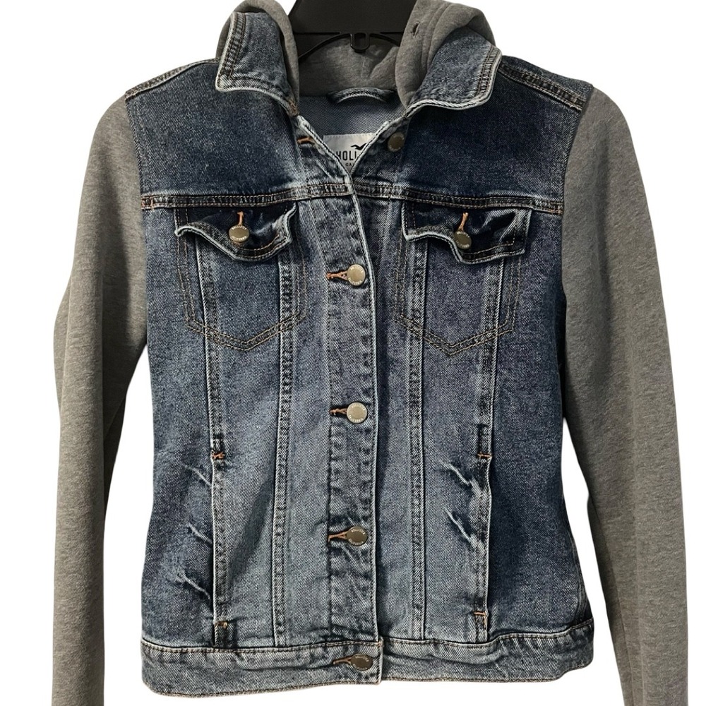 Hollister Denim Blue Jacket Gray‎ Sweatshirt Hoodie Combo Women's Small